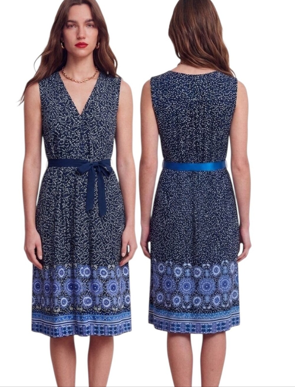 BODEN Ellie Floral & Geometric Belted  Dandelion Dress - Size 8